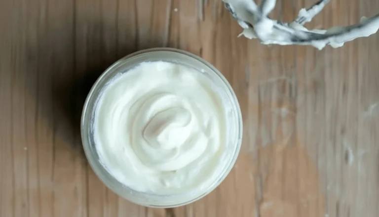 overhead shot of homemade eczema cream using two ingredients